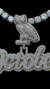 จี้เงิน925สุดสร้างสรรค์พร้อมเพชรโมอิสเย็นที่ออกแบบได้ตามต้องการจี้นกฮูกรูปสัตว์สำหรับเครื่องประดับฮิปฮอปแร็ปเปอร์ - Product Image 5