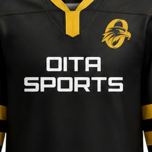 Camiseta de Hockey sobre Hielo Negra y Dorada para Hombre, Manga Larga, Uniforme de Equipo, Transpirable, Ligera, para Práctica Deportiva, Torneos y Eventos Deportivos - Product Image 6