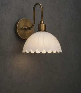 Traditional Brass Wall Sconce With Flower Shade Indoor Entryway Lighting Fixture Durable Design - Product Image 2
