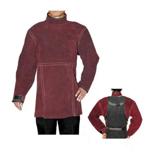 Comfortable Soft Leather Sleeved Apron Industrial Safety Fire Heat Spark Resistant Body Protection Welding <b>Accessory</b> Cleaning - Product Image 5