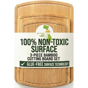 Set di 3 Taglieri in Bambù di Lusso Extra Spaziosi, Tecnologia Superficiale Senza Colla XL, Blocchi per Tagliare in Legno - Product Image 1