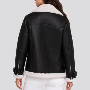 Chaqueta de Motociclista de Cuero Negro con Forro de Piel Sintética, Cierre de Cremallera, Estilo Motero para Invierno, Chaqueta para Mujer - Product Image 3