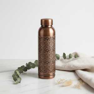Copper <b>Water</b> <b>Bottle</b> Vintage Pattern Portable Travel Drinkware Reusable Eco-Friendly Design - Product Image 1