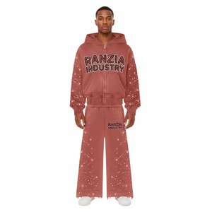 RANZIA Heavyweight Acid Wash Zip Hoodie Men RANZIA Men Vintage Rhinestone Zip Hoodie RANZIA Streetwear Zip Hoodie Men - Product Image 6
