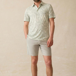 Polo pour homme haut de gamme en mélange polyester-spandex, personnalisable, impression florale, pour le golf en extérieur, vente en gros - Product Image 2