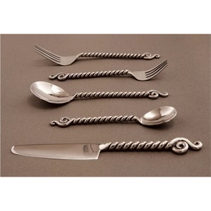 Juego de Cubiertos de Lujo de 20 Piezas de Acero Inoxidable, Forjado a Mano, con Mango Trenzado, Juego de Vajilla Plateada, Servicio de Vajilla Pulida a Espejo - Product Image 3