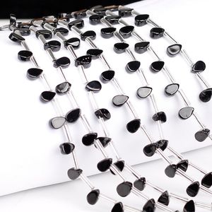 Perles de spinelle noire naturelle 5x7MM, forme poire lisse, pierres précieuses en vrac, perles de spinelle noire de qualité supérieure pour la fabrication de bijoux, en gros - Product Image 2