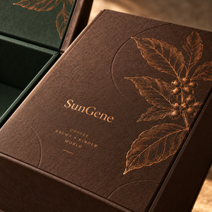 Caja de Embalaje Rígida de Papel Estilo Libro SunGene Ember Roast para Set de Regalo de Café Especial - Product Image 3