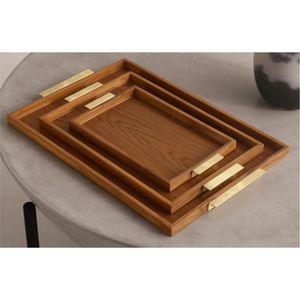 Plateau en bois massif rustique, plateau de service rectangulaire en bois durable pour restaurant, hôtel, décoration de la maison, plateau en bois naturel pour la cuisine - Product Image 2