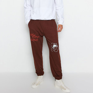 Pantalon de jogging pour homme marron, imprimé 'New York Gang', style Hip Hop, coupe droite, tissé foncé, taille élastique, décontracté, coupe ample, poids moyen, automne - Product Image 5