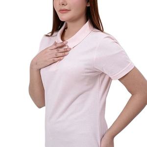 Women's <b>Pink</b> <b>Polo</b> Neck Short Sleeve T-<b>Shirt</b> Solid Color Regular Fit Casual 100% Cotton Breathable Spring Summer Pique Knitted - Product Image 5