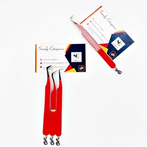 Pince à cils Somofy Enterprises, design inférieur, acier inoxydable rouge, pointe lisse, longueur 10 mm, prise en main parfaite, ensemble de précision personnalisé - Product Image 4