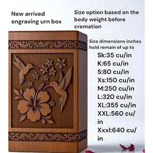 Engraved Hummingbird Wooden Cremation Urn: Personalized <b>Memorial</b> <b>Keepsake</b> urn <b>Memorial</b> <b>Keepsake</b> by AYAANS - Product Image 3