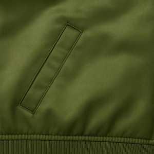 Green Satin Varsity Jacket Men's Stand Collar Button Front Fashionable Wool Blend <b>Coat</b> - Product Image 3