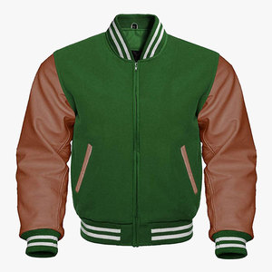 Veste d'hiver tendance pour homme, style varsity, bomber, letterman, en coton et cuir, manches longues, légère, décontractée, streetwear, avec logo - Product Image 6