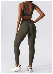 Conjunto Deportivo de Alta Calidad para Mujer, el Más Vendido, con Estampado OEM en la Parte Delantera, Sujetador Deportivo Sólido y Leggings para Gimnasio, Yoga y Entrenamiento - Product Image 2