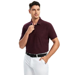 เสื้อโปโลผู้ชายสีแดงเลือดหมู ผ้าถัก ทรงปกติ แขนสั้น สไตล์ลำลอง - Product Image 1