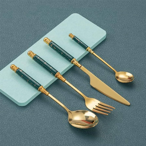 Perfect choice Metal Flatware Set With Enamel Handles High <b>Mirror</b> Polish Dishwasher Safe Wedding Dinnerware - Product Image 1