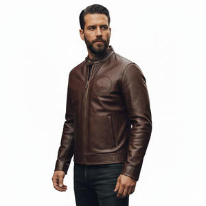 Blouson en cuir et toile tendance 2026 pour hommes – Vente en gros, cuir véritable de haute qualité, fermeture éclair, logo embossé, matelassé pour l'hiver - Product Image 2