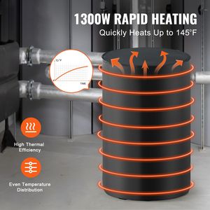 Calentador de Tambor Metálico de 1300 Vatios, Impermeable, para Barriles de 55 Galones, Banda Calefactora, Termostato Independiente Ajustable de 0 a 145 °F, Alimentación de 240V - Product Image 2
