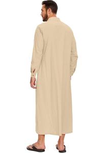Túnica Blanca Thobe Thawb Qatar Dubai para Hombre con Costuras Elegantes, Ropa Musulmana Islámica, Thobe Jubba Kaftan Abaya para Hombre - Product Image 3