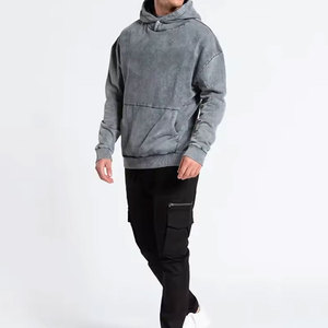 Sweat à capuche surdimensionné en coton épais 500 g/m² de qualité supérieure, délavé à l'acide et effet vieilli, pour homme - Product Image 4