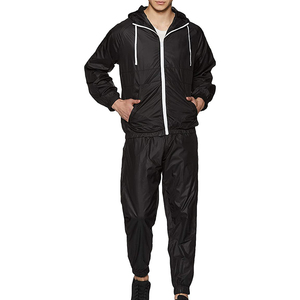 Survêtement à capuche noir pour homme, fermeture éclair intégrale, léger, respirant, vêtements de sport décontractés avec poches latérales, pour le printemps - Product Image 1