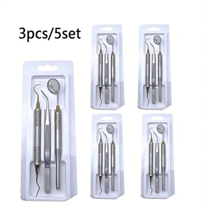 Ensemble de 5 instruments dentaires ergonomiques en acier inoxydable noir avec miroir buccal, pinces et sonde incurvée pour soins bucco-dentaires - Product Image 4