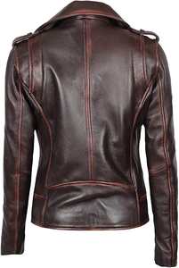 แจ็คเก็ตหนังแท้ดีไซน์ใหม่ น้ำหนักเบา สำหรับผู้หญิง สีน้ำตาลล้วน คุณภาพสูง สำหรับฤดูหนาว ขายส่ง - Product Image 3