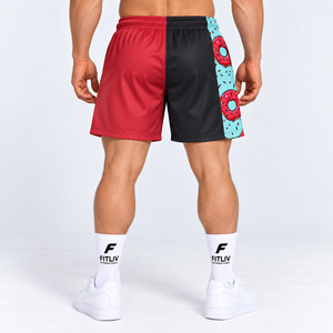 FITLIV Pantalones Cortos Deportivos Personalizados para Hombre, con Bloques de Color, Logotipo Frontal Impreso, de Poliéster, Secado Rápido, Cintura Elástica, para Verano - Product Image 3