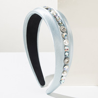 Nouveau serre-tête élégant en satin large style coréen de luxe avec strass et perles pour femmes, accessoires capillaires pour usage quotidien