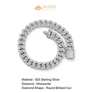 สร้อยคอเงินแท้ 925 ประดับมอสซาไนต์ ดีไซน์แบบ Cuban Link  เครื่องประดับแฟชั่นสำหรับผู้หญิงและผู้ชาย  งานจิวเวลรี่ชั้นดีจากนิวยอร์ก  ดีไซน์ทันสมัยคลาสสิก - Product Image 6