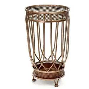 Porte-parapluie cylindrique en bambou et rotin naturel fait main, panier de rangement ouvert pour bâtons et cannes d'entrée, vente en gros - Product Image 4
