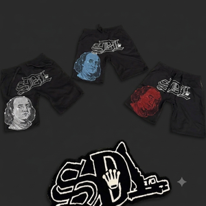 Shorts personnalisés délavés à l'acide pour hommes, en tissu épais, style vintage, imprimé graphique, décontractés, avec cordon de serrage, streetwear, vente en gros - Product Image 3