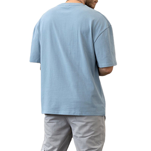 Manufacturer Supply 250g 100% Cotton Casual Solid Regular Fit Short Sleeve Drop Shoulder T-Shirt Custom Print Unisex Blank <b>Tee</b> - Product Image 3