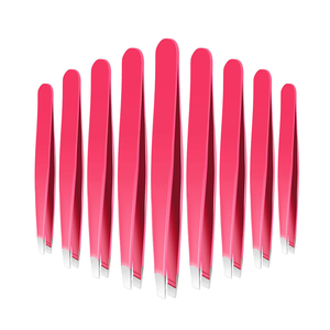 Ensemble de pinces à épiler pour sourcils de qualité supérieure, à pointe inclinée, avec revêtement en poudre rose, pour l'épilation du visage - Product Image 1