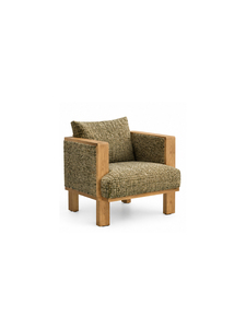 Sillón Moderno Rústico de Madera Maciza con Tapicería Texturizada y Cojín, Sillón de Mediados de Siglo para Sala de Estar u Hotel - Product Image 4