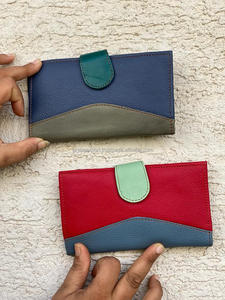 Nouveau véritable portefeuille en cuir recyclé fait à la main pour femmes portefeuille mince pliant en cuir pochette à pression sac à main en cuir véritable multi-sac à main portefeuille - Product Image 4