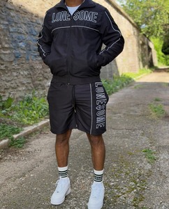 2026 Wind Breaker Suits Screen Printed Full Zip <b>Tracksuits</b> Nylon Custom Mens Reflective Windbreaker Short Set - Product Image 4