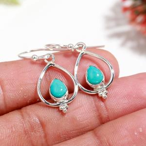 Handmade Arizona Turquoise Drop <b>Earrings</b> 925 Sterling <b>Silver</b> Boho Gemstone Jewelry for Women Statement <b>Dangle</b> At Best Price - Product Image 3