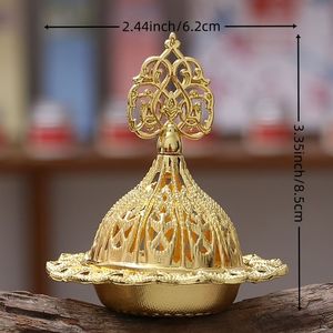 Quemador de incienso árabe de latón hecho a mano de lujo, soporte decorativo para Oud, decoración premium para el hogar y hoteles, adorno y fragancia. - Product Image 5