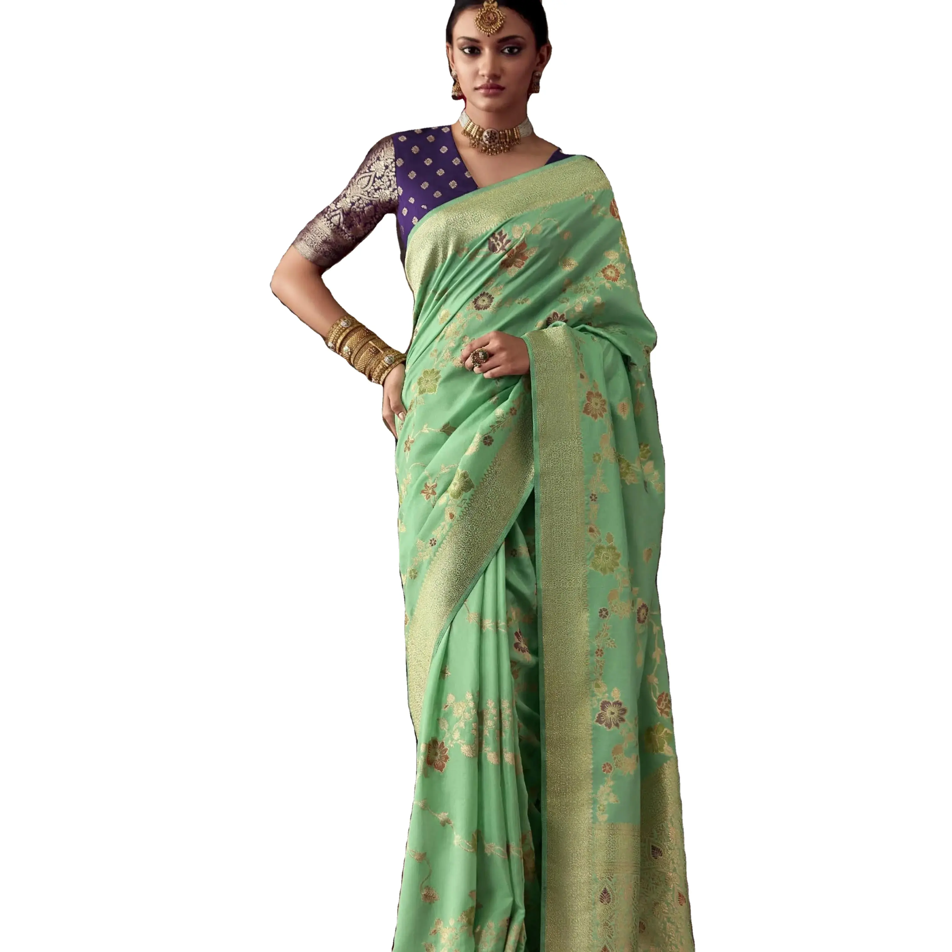 Latest Designer Pure Dola Silk with Mina Kari Weaving Blouse Saree By Fab Zone