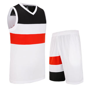 Ensemble d'uniformes de basketball personnalisés blanc, rouge et noir – Maillot sans manches et short – Tenue de sport color block pour équipe – Fabricant en gros - Product Image 2