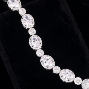 Bracelet tennis classique en argent 925 plaqué rhodium avec moissanite taille ovale sertie griffe, certifié par un tiers, bijoux de mariage pour femme - Product Image 3