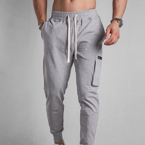 Pantalones Jogger Cargo Grises para Hombre, Cintura Elástica con Cordón, Múltiples Bolsillos, Estilo Casual, Ligeros, Transpirables, de Poliéster - Product Image 2