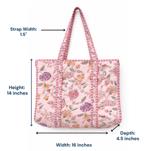 Bolsas de Mano de Algodón Estampadas a Mano para Verano, Bolsas de Compras Premium de Jaipur con Cierre de Cremallera, Gran Capacidad, Cadenas, India - Product Image 3