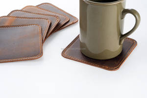 Posavasos de Cuero Genuino Personalizados al por Mayor, Protectores de Mesa Redondos y Cuadrados en Blanco, Proveedor de Posavasos LC-0068 - Product Image 5
