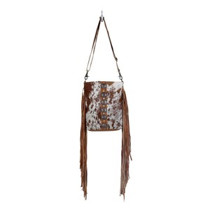 Bolso de Hombro de Cuero Vacuno con Borla, Estampado Animal, Cuero Genuino, Correa Única, para Uso Diario de Mujer - Product Image 4