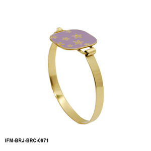 Brazalete de Latón Esmaltado Lila Hecho a Mano para Mujer con Grabado Floral, Joyería Artesanal de Alta Gama, Regalo de Moda - Product Image 2