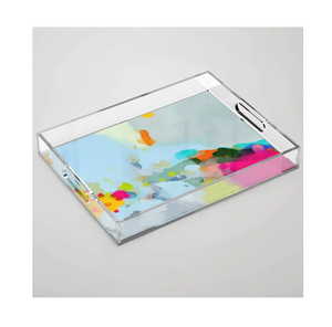 Fabulous Design Colourful Flower Acrylic Tray Finest Quality Acrylic Tray for <b>Table</b> Decorative & Food Snacks Serving Tray - Product Image 6